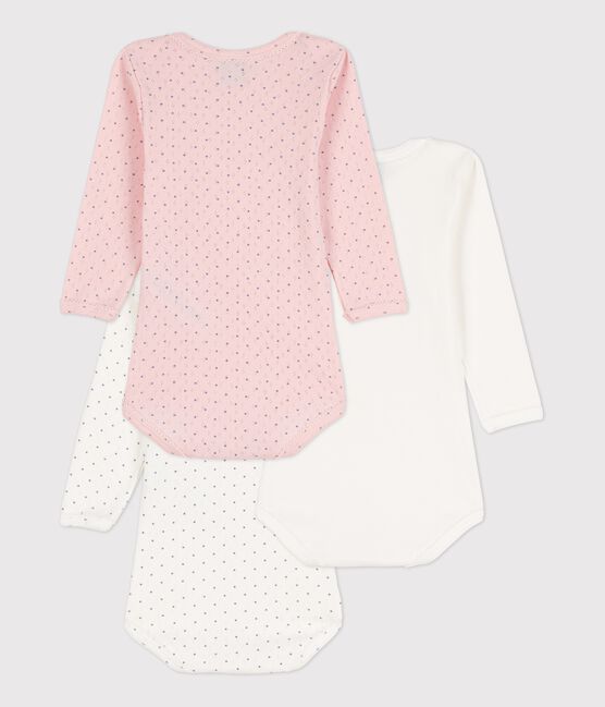 Lot de 3 bodies manches longues à pois bébé fille en coton biologique variante 1