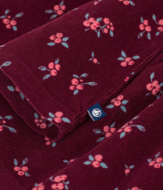 Blouse enfant en coton manches longues imprim&eacute;e rouge/multicouleur