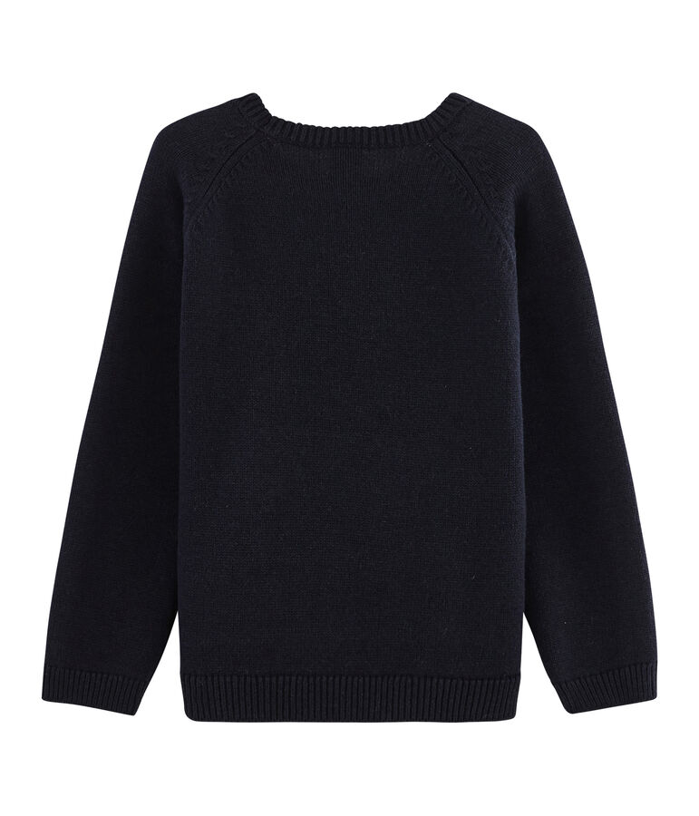 Pull tricot laine et coton enfant gar&ccedil;on bleu