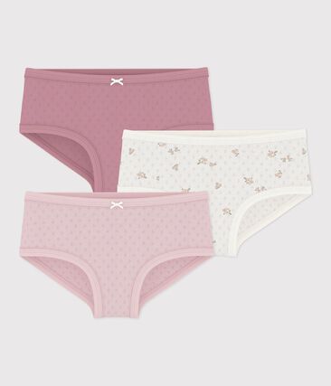 Lot de culottes taille haute enfant en coton ajouré à fleurs