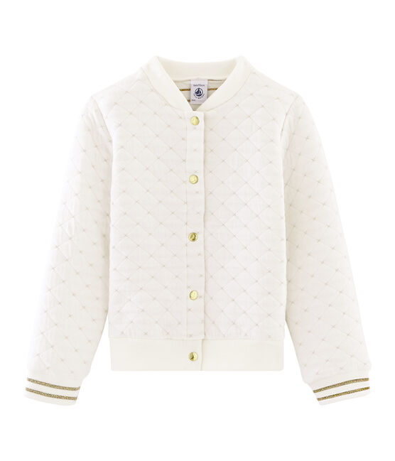 Cardigan en tubique matelassé enfant fille blanc MARSHMALLOW