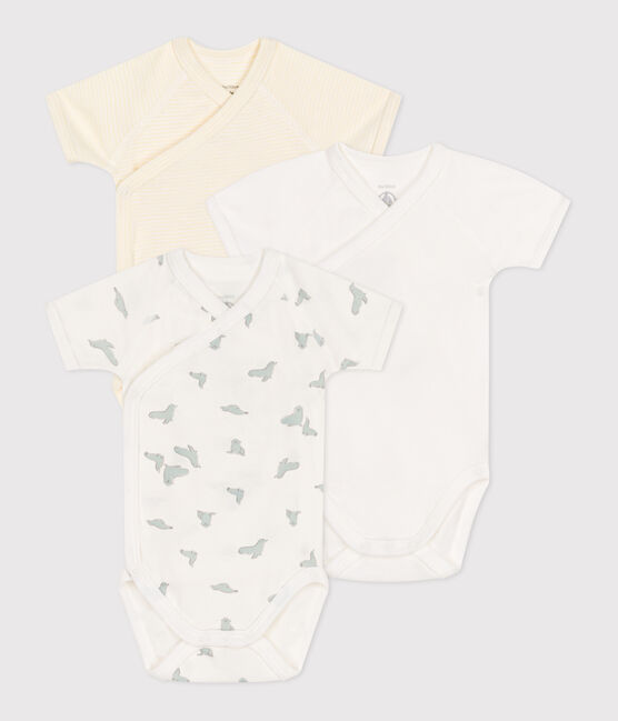 Lot de 3 bodies croisés manches courtes en coton imprimé bébé variante 1
