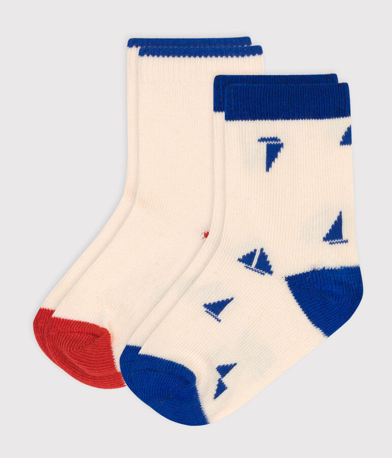2 paires de chaussettes b&eacute;b&eacute; en coton imprim&eacute; bateau variante 1