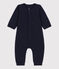 Combinaison longue unie en tubique bio bébé bleu SMOKING