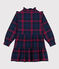 Robe &agrave; carreaux manches longues en flanelle de coton &agrave; carreaux enfant fille bleu/multicouleur