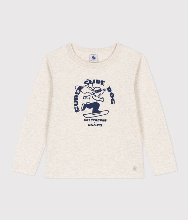 Tee-shirt manches longues en coton enfant fille / gar&ccedil;on beige