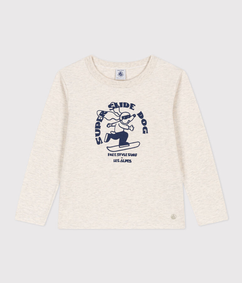 Tee-shirt manches longues en coton enfant fille / gar&ccedil;on beige MONTELIMAR CHINE