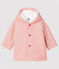 Manteau bébé fille en drap de laine rose CHEEK/blanc MARSHMALLOW
