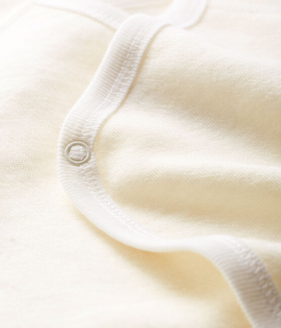 Body naissance manches longues bébé en laine et coton blanc MARSHMALLOW CN