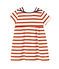 Robe bébé fille en jersey lourd rayé blanc LAIT/rouge PEPS