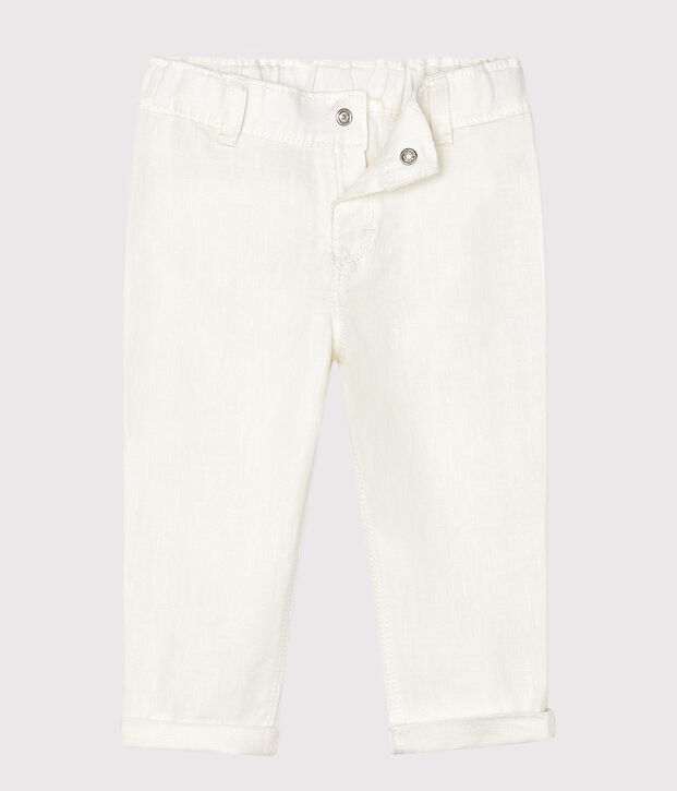 Pantalon en lin b&eacute;b&eacute; gar&ccedil;on blanc