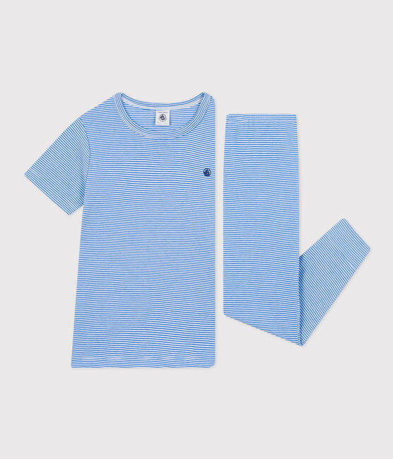 Pyjama en coton rayé enfant DELPHINIUM/ MARSHMALLOW