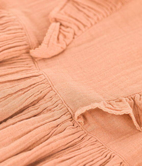 Robe manches courtes en gaze de coton unie enfant fille rose SIENNA