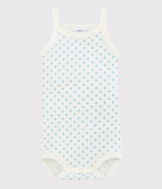 Body à bretelles bébé fille blanc MARSHMALLOW/bleu JASMIN