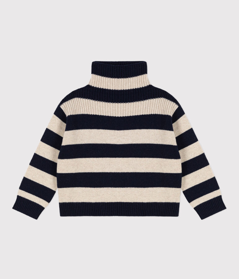 Pull en tricot de laine et coton enfant gar&ccedil;on bleu SMOKING/ AVALANCHE