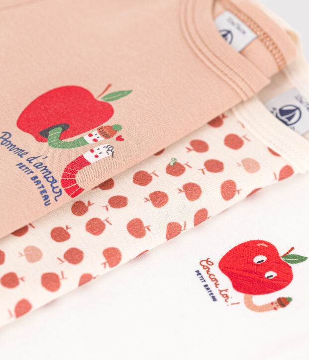 Lot de 3 bodies manches longues en coton b&eacute;b&eacute; multicouleur