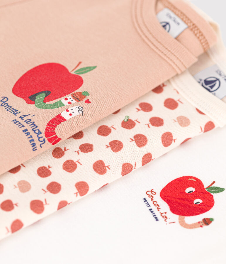 Lot de 3 bodies manches longues en coton b&eacute;b&eacute; multicouleur