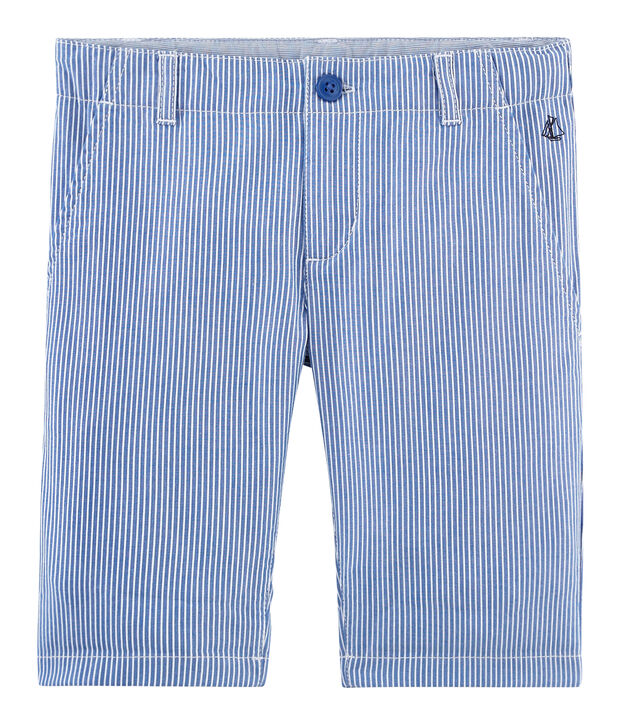 Bermuda enfant gar&ccedil;on bleu/blanc