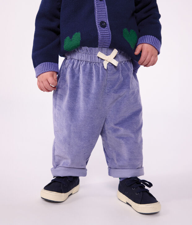 Pantalon b&eacute;b&eacute; en velours uni violet