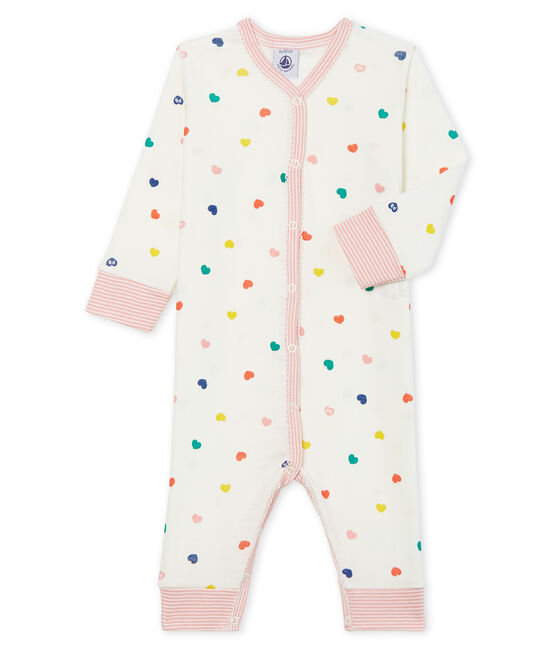 Dors bien sans pieds bébé fille en côte blanc MARSHMALLOW/ MULTICO CN