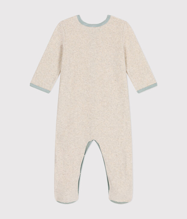 Pyjama  en velours b&eacute;b&eacute; beige chin&eacute;