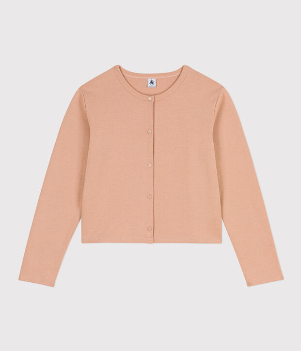 Cardigan &agrave; pressions en coton &eacute;pais Femme beige
