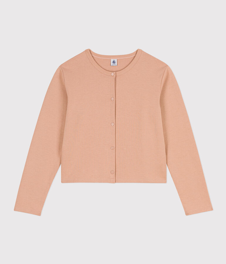 Cardigan &agrave; pressions en coton &eacute;pais Femme beige