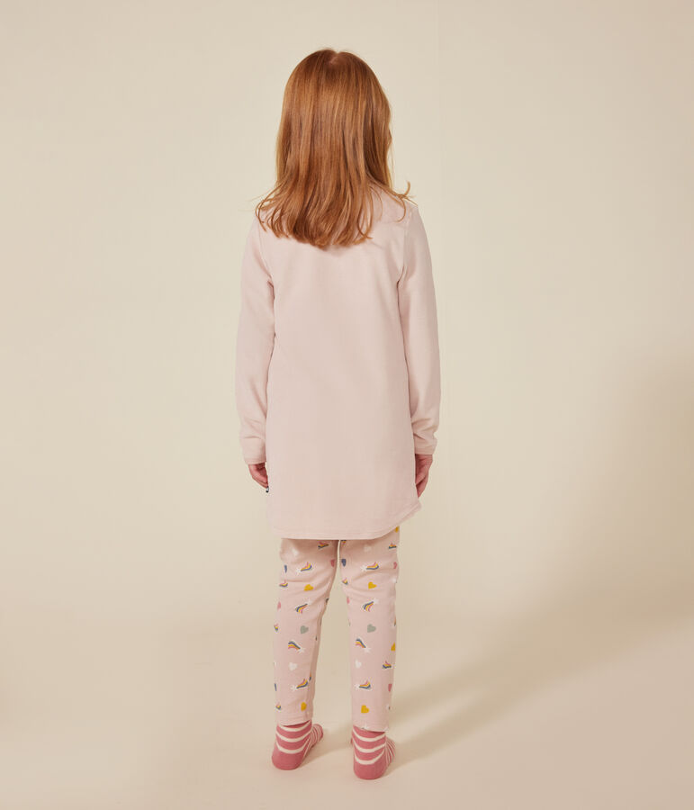 Chemise de nuit en velours enfant. rose SALINE/blanc MULTICO