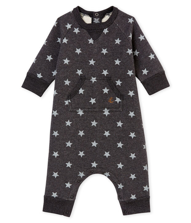 Combinaison longue imprim&eacute;e b&eacute;b&eacute; gar&ccedil;on gris/gris