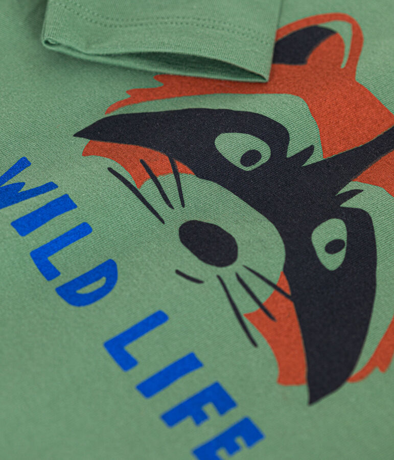 Tee-shirt manches longues en jersey fin enfant gar&ccedil;on vert PALMERAIE