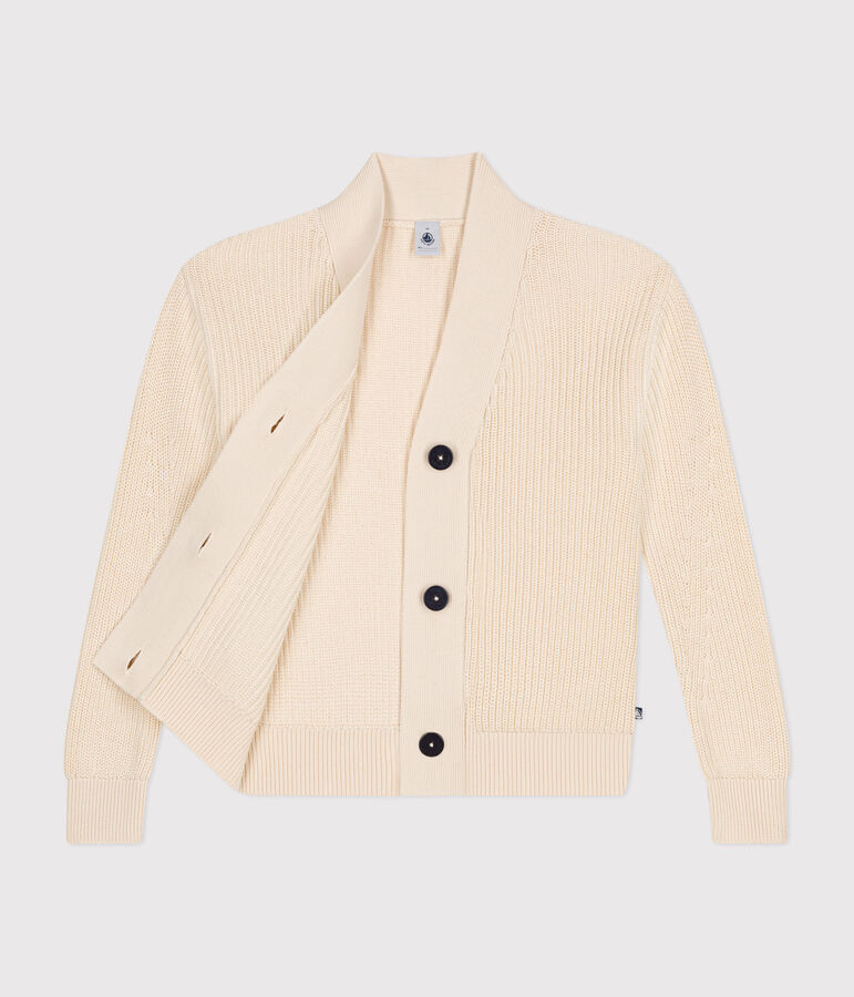Cardigan en c&ocirc;te anglaise en coton femme &eacute;cru AVALANCHE