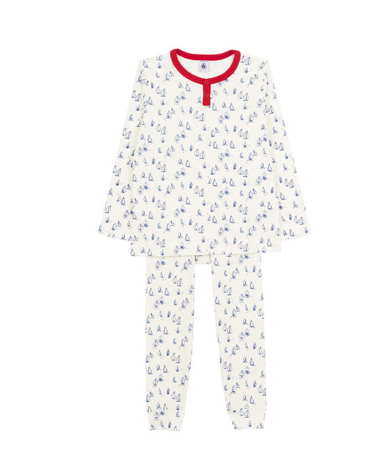 Pyjama garçon blanc MARSHMALLOW/bleu LIMOGES