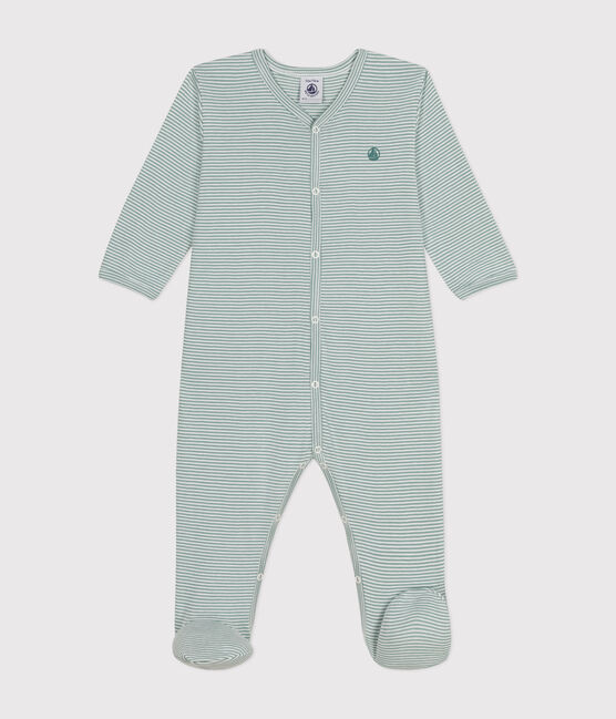 Pyjama à rayures en coton bébé bleu PAUL/blanc MARSHMALLOW