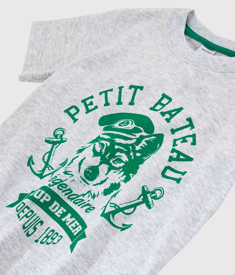 Tee-shirt manches courtes en jersey enfant gar&ccedil;on gris