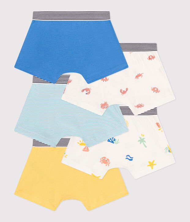 Lot de 5 boxers enfant en coton imprim&eacute; multicouleur