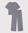 Pyjama milleraies femme en coton bleu SMOKING/blanc MARSHMALLOW