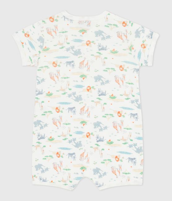 Combinaison courte bébé en coton imprimé animaux blanc MARSHMALLOW/blanc MULTICO