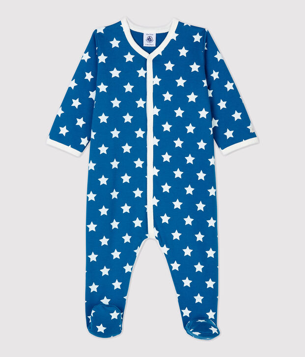 Dors-bien b&eacute;b&eacute; imprim&eacute; &eacute;toil&eacute; molleton en coton biologique bleu/blanc