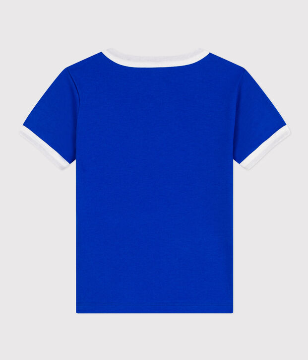 Tee-shirt imprim&eacute; enfant gar&ccedil;on en coton bleu/blanc