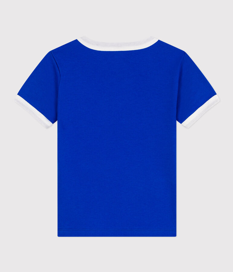 Tee-shirt imprim&eacute; enfant gar&ccedil;on en coton bleu PERSE/blanc MARSHMALLOW