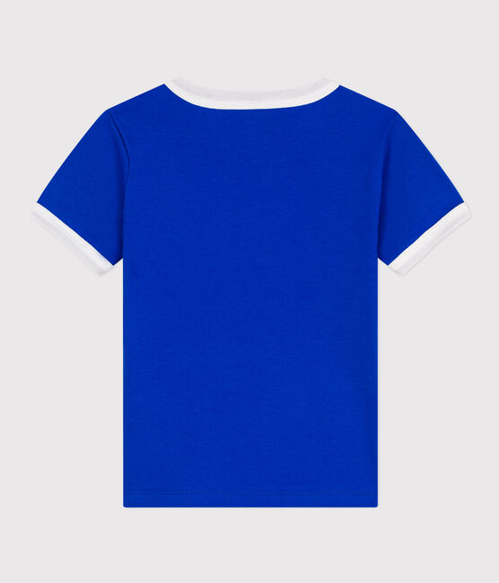 Tee-shirt imprimé enfant garçon en coton bleu PERSE/blanc MARSHMALLOW