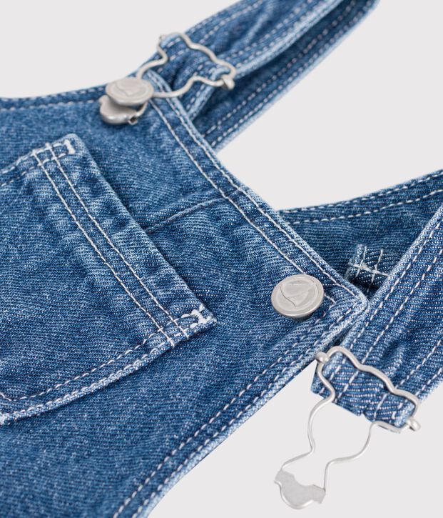 Salopette b&eacute;b&eacute; en jean jambes longues bleu