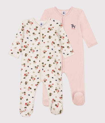Lot de 3 pyjamas en velours bébé ouverture dos BASICS - lot curcuma, Bébé