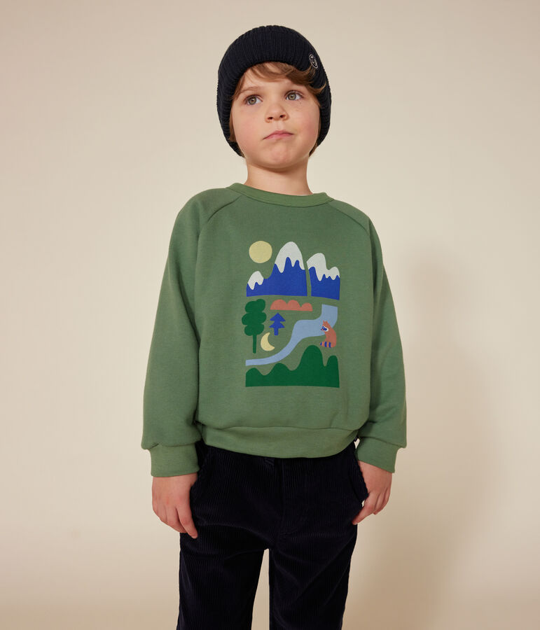 Sweatshirt en molleton enfant gar&ccedil;on vert