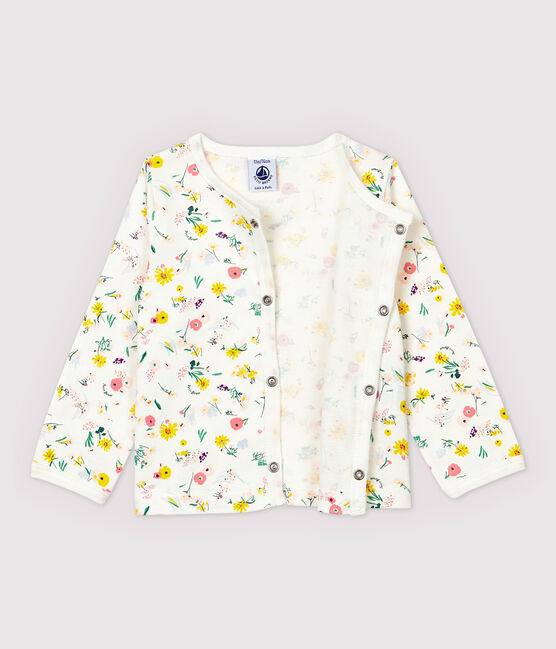 Cardigan en coton bébé fille. blanc MARSHMALLOW/blanc MULTICO
