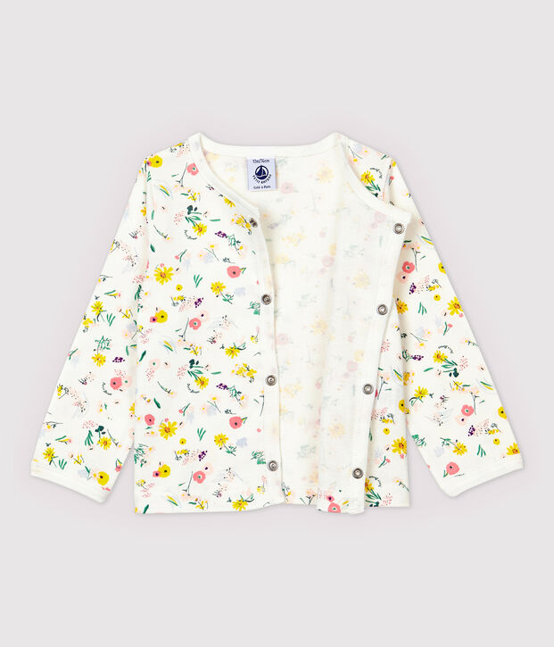 Cardigan en coton b&eacute;b&eacute; fille. blanc/multicouleur
