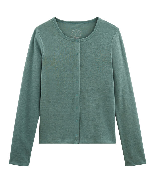Cardigan femme en lin vert
