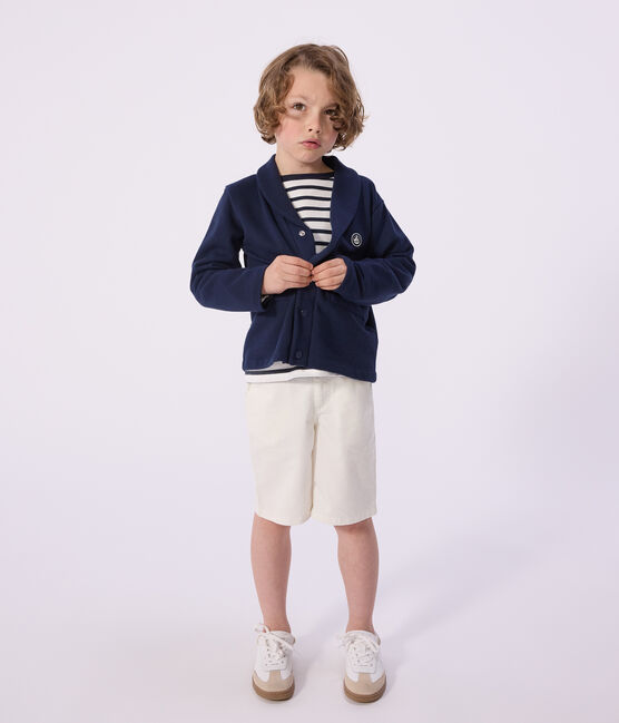 Cardigan enfant en coton uni bleu SMOKING