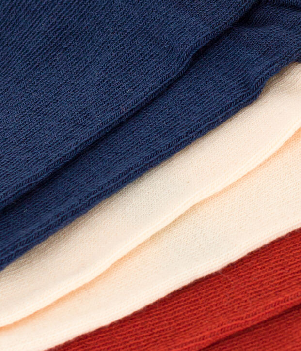 Lot de 3 paires de chaussettes unies en jersey de coton enfants multicouleur