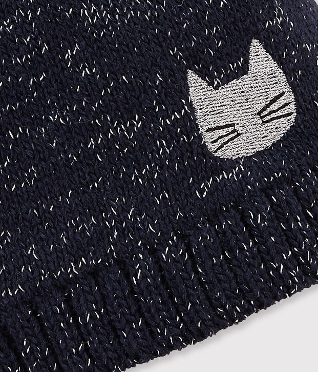 Bonnet enfant fille bleu/gris